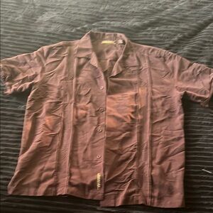 Cubavera Chocolate Brown Embroidered Shirt
